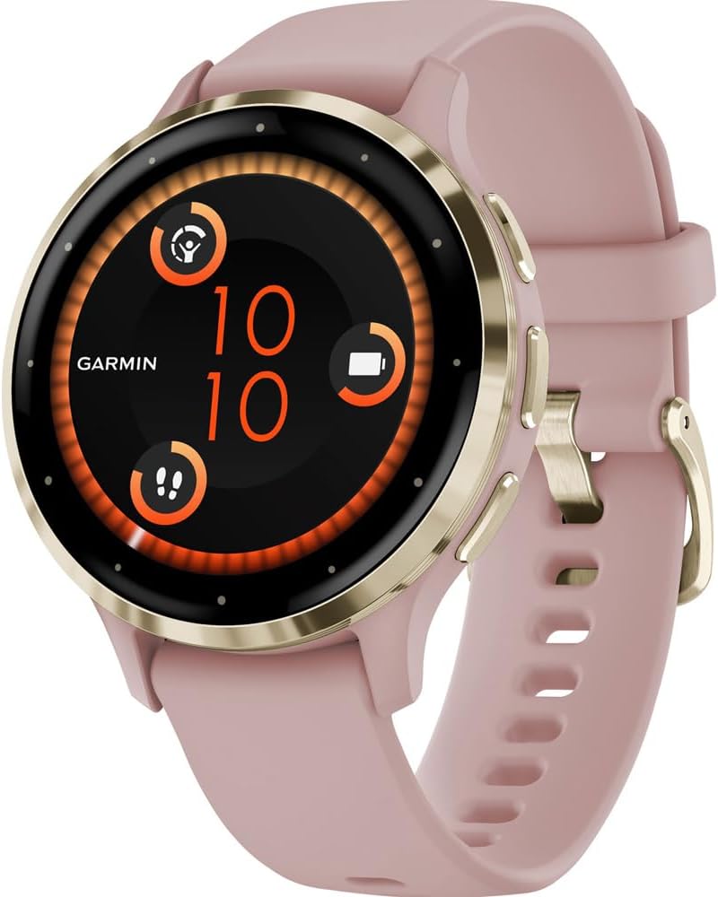 Garmin Venu 3S Fitness GPS Smartwatch Gold Bezel w/Rose Case (41mm) - Refurbished 010-N2785-03 Bundle with 2 YR CPS Enhanced Protection Pack