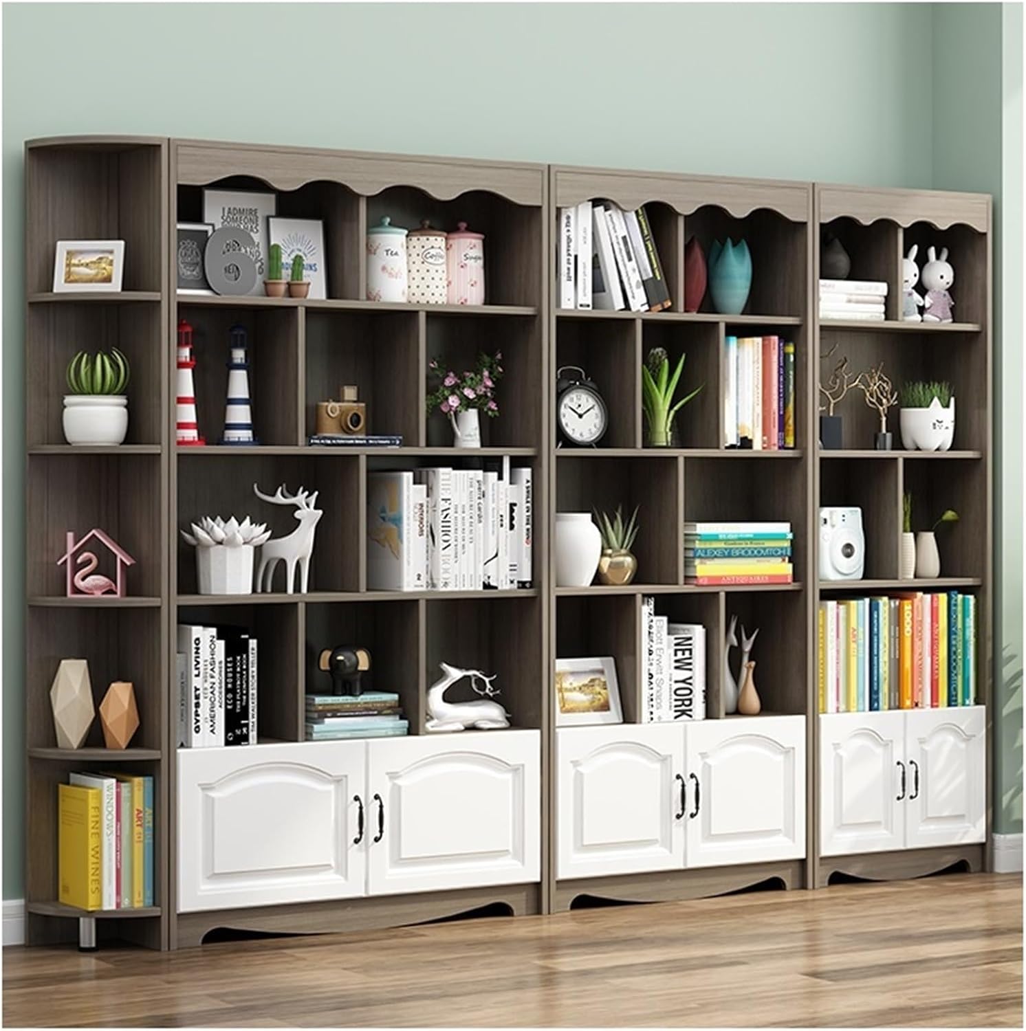 KIRANDY Modern Freestanding Bookshelf, Simple and Sturdy Wood Bookcase for Living Room, Study (Color : (24+60+80+100) cm Oak Color)