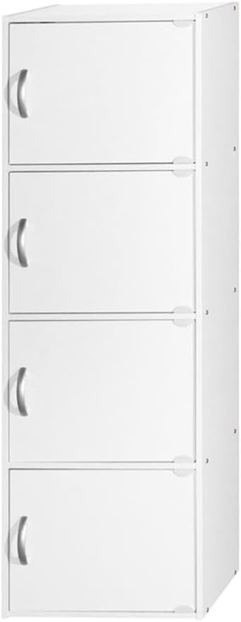 Pemberly Row 4 Shelf 4 Door Multi-Purpose Wooden Bookcase in White Finish