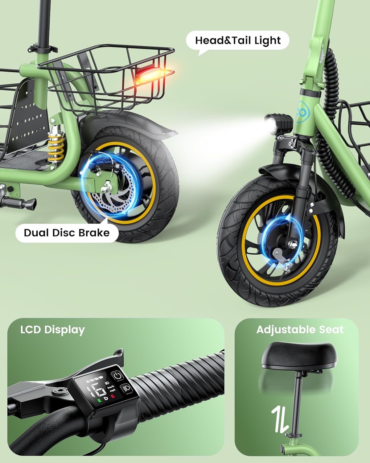 Urbanmax Upgraded Electric Scooter for Adults with Seat C1Pro, 18.6MPH & 25 Miles Range, 12