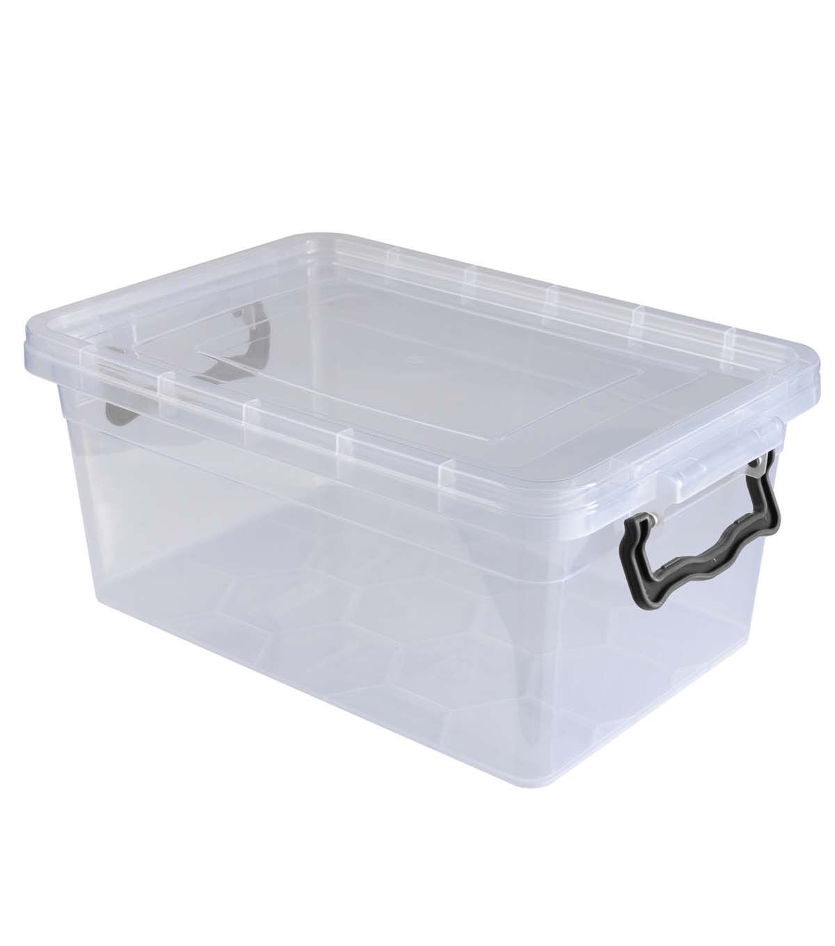 Simplify 1.75 Liter Clear Stackable Storage Bin With Carrying Handles