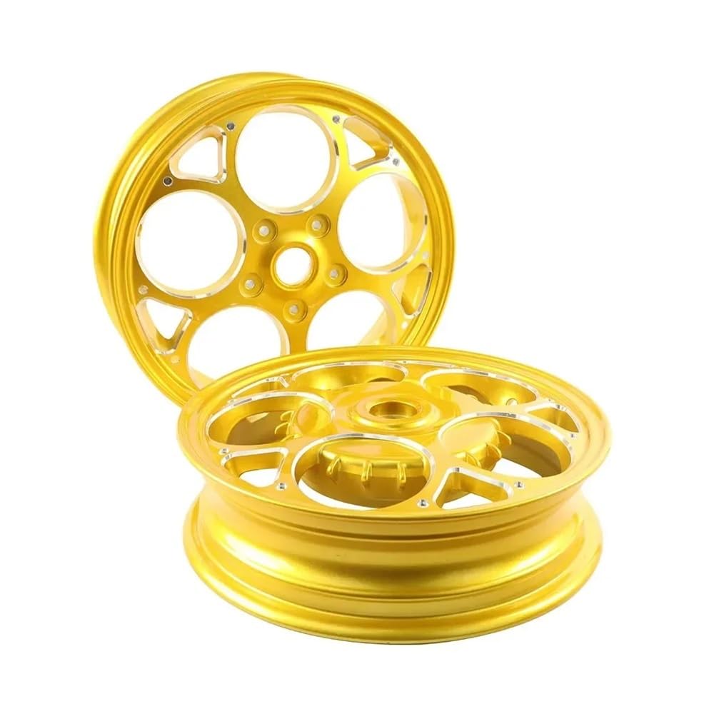 2 Pieces Aluminum Rim Hub Tire Front and Rear Scooter 12 Inch Modified Wheel Spare Parts for 150 Universal(Gold)
