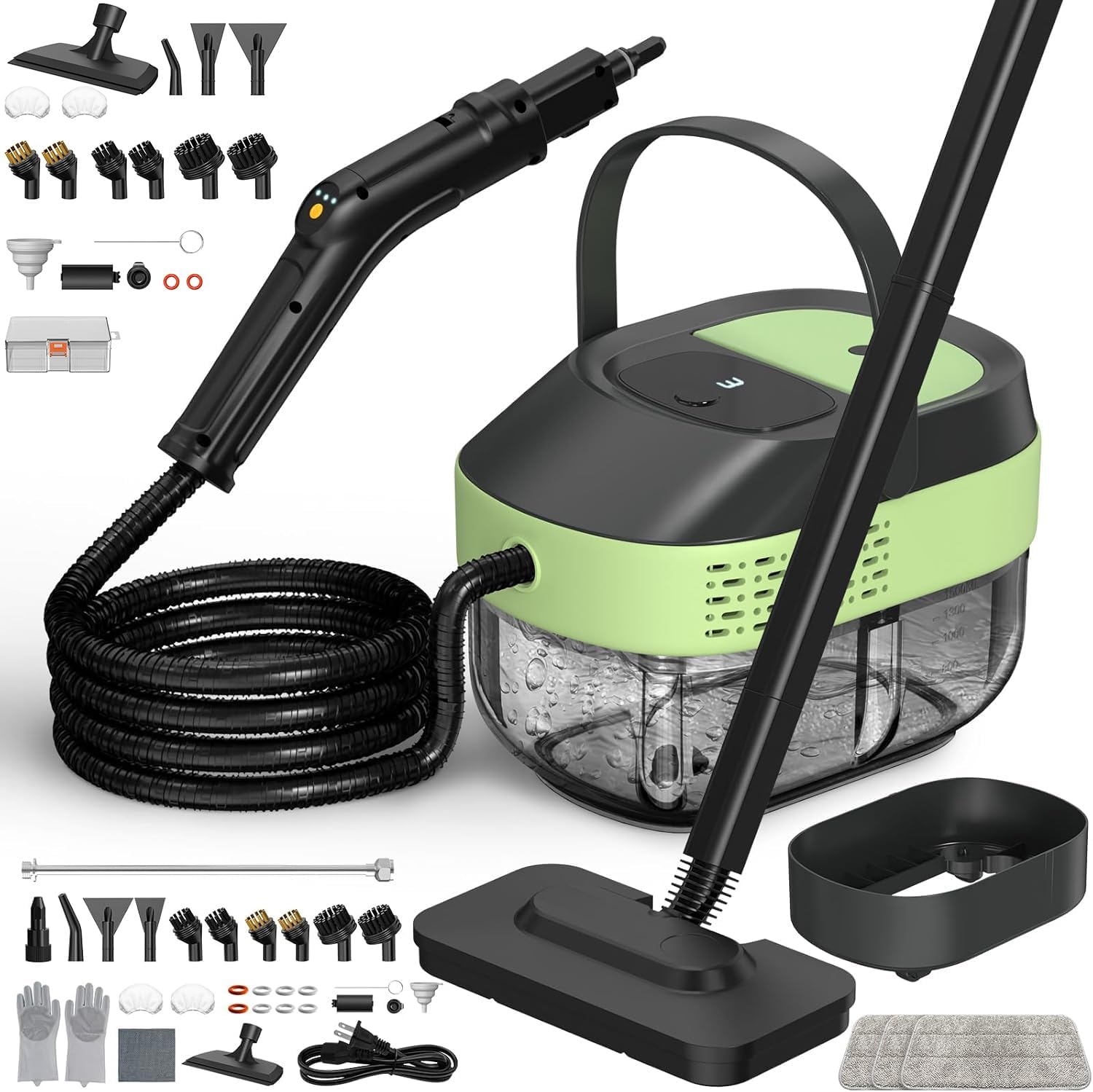 14 IN 1 Steam Mop, 1.6L Detachable Handheld Steam Cleaner with 55 Accessories, 2500W Multipurpose Steamer Cleaning for Home,Floors,Tile,Grout,Upholstery,Carpet,Car,15S Fast Heat-Up