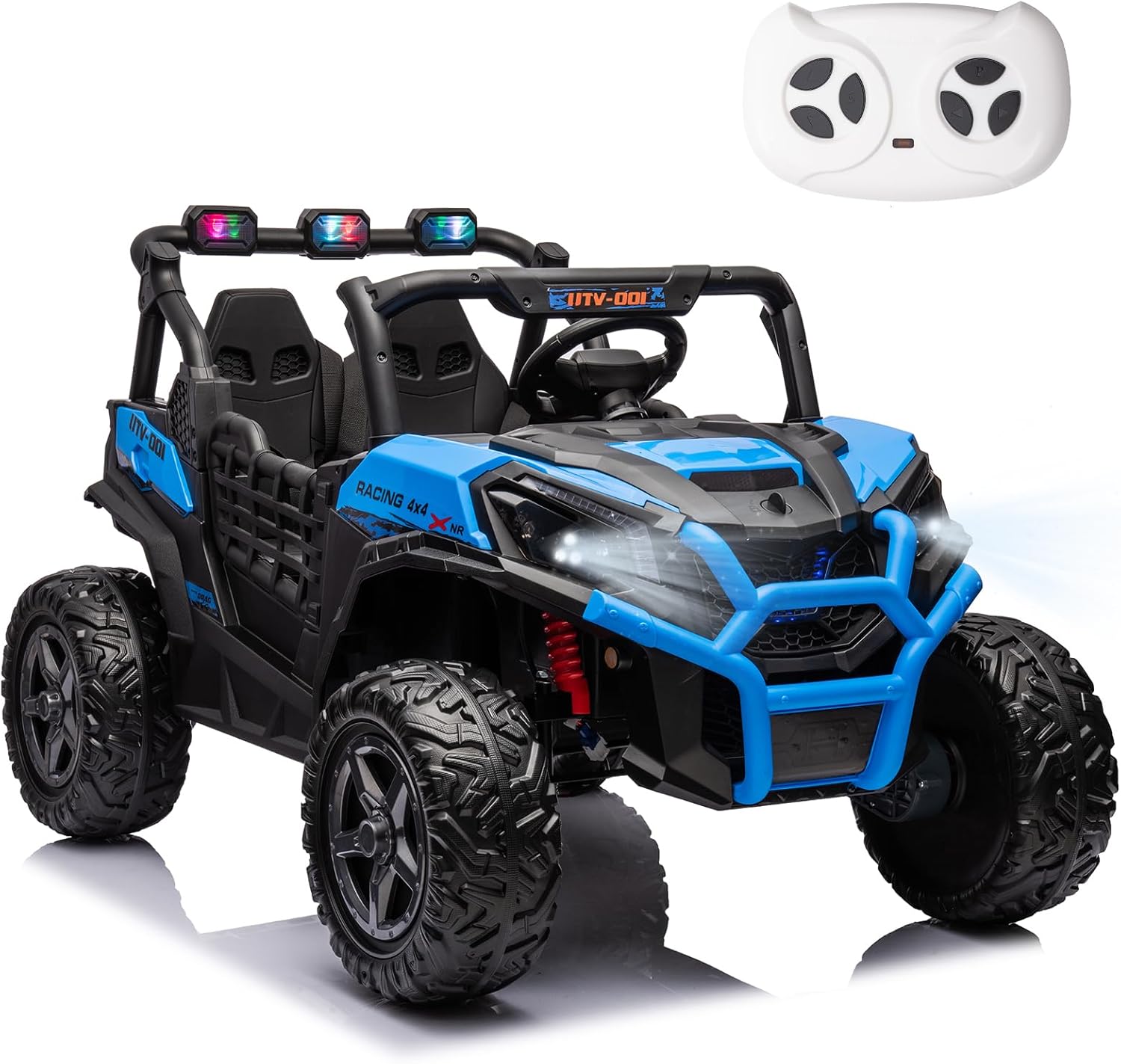 FINITO 2 Seats 24V 4x4 Motorized Ride on UTV Ride on Toy Car Remote Control, Kids Electric Ride on UTV,Off-Road Electric Vehicles for Boys Girls, Blue
