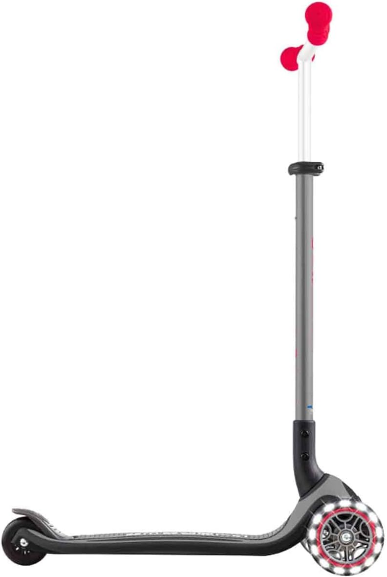 GLOBBER Master Lights Children's Scooter, 120/80 mm, ABEC 9, 3 Wheels, Height Adjustable, LED Light Wheels, Black/Red