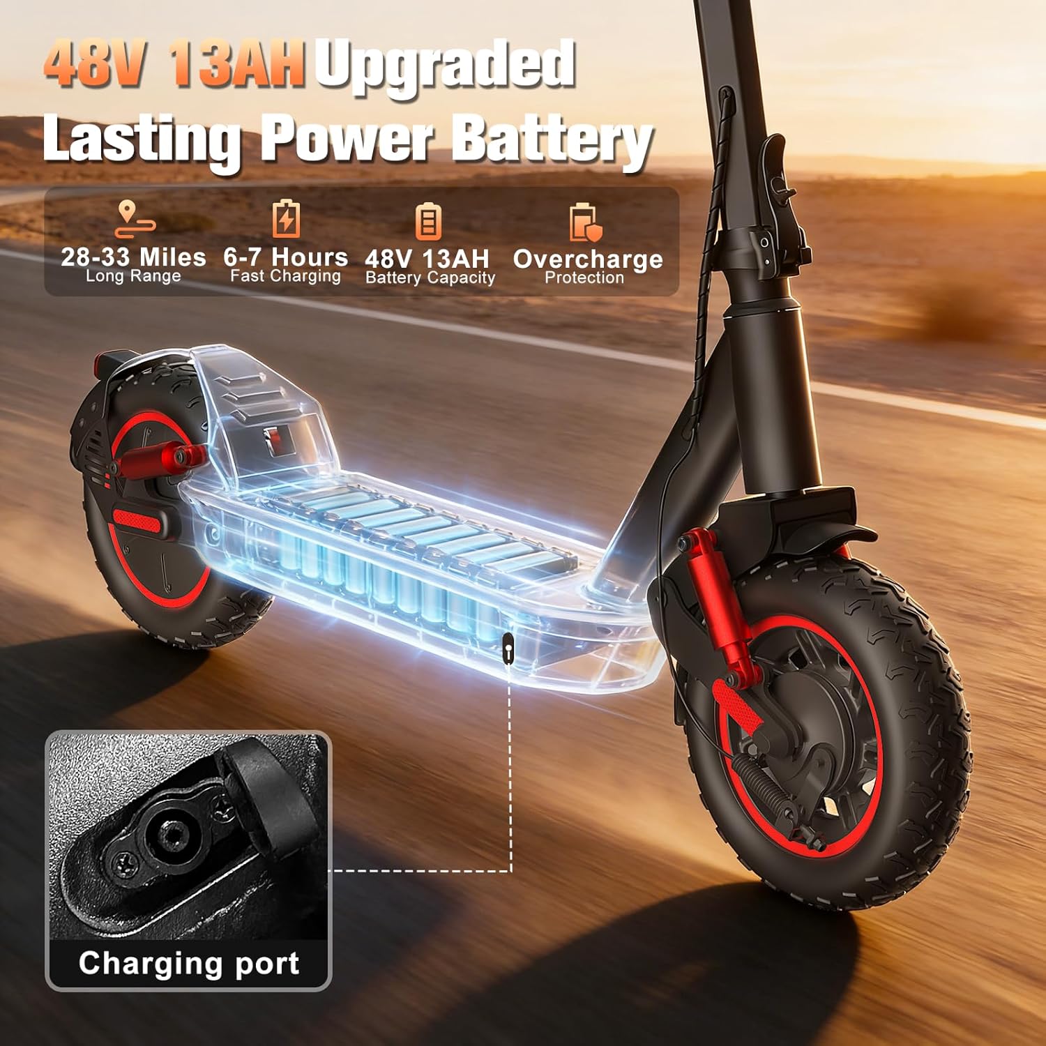 Electric Scooter Adults, 1200W Motor, E-Scooter Up to 30MPH & 33Miles Range, 10