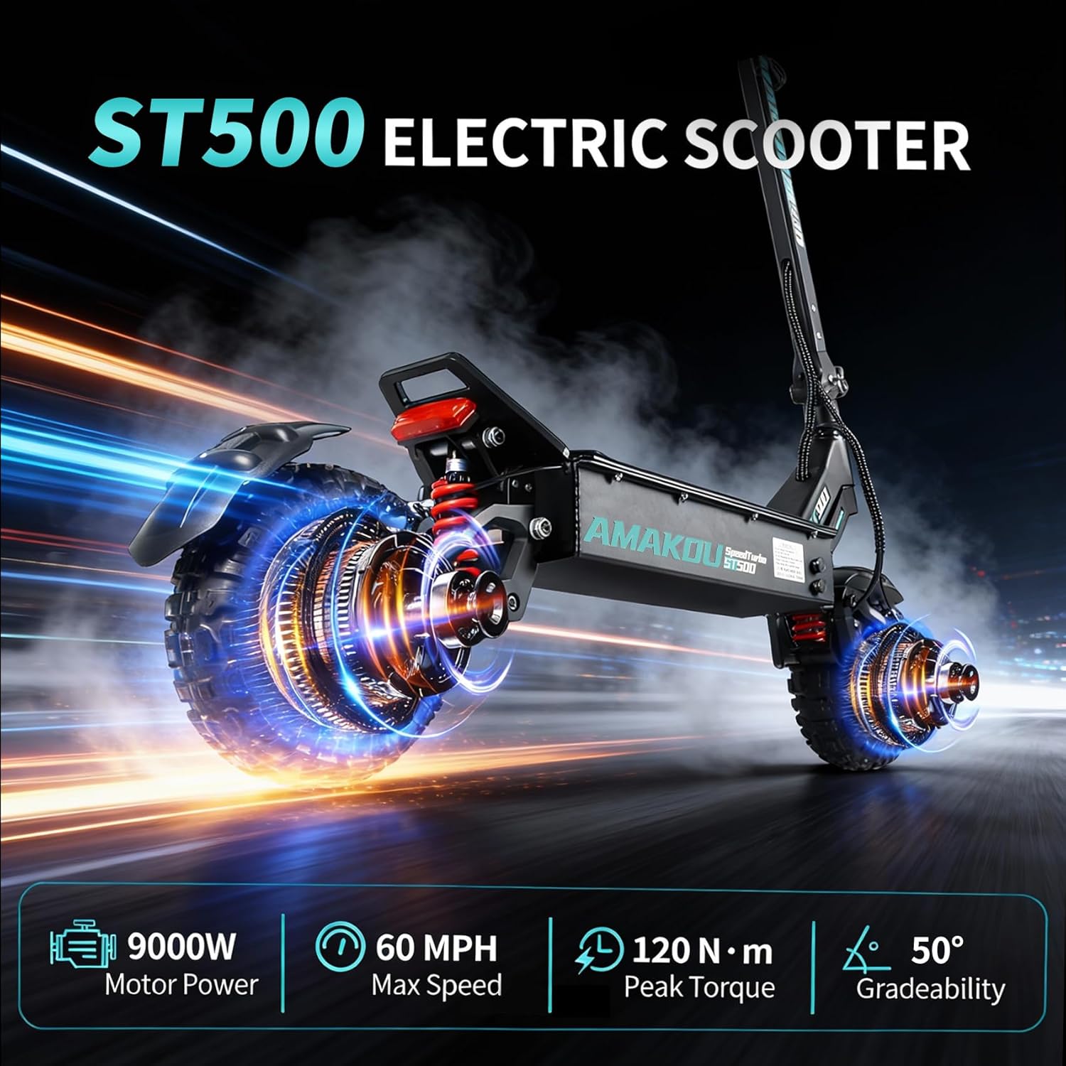 Electric Scooter for Adults, 38.3A Lithium Battery,Range 100-120km, 72V 10,000W Dual Power Motor,11 Inch Road Tire Adult Foldable Electric Scooter