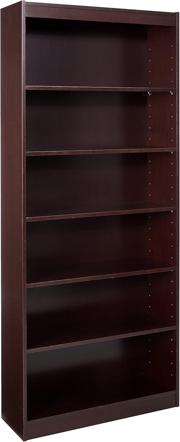 Lorell 7-Shelf Panel Mahogany Bookcase, 36
