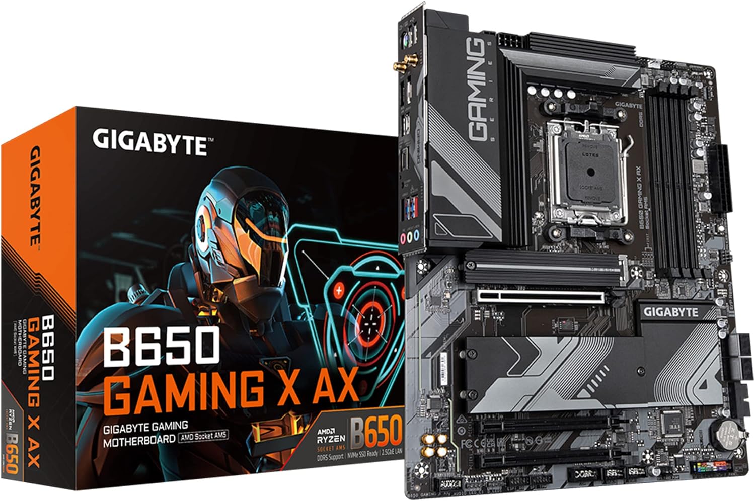 GIGABYTE B650 Gaming X AX (AM5/ LGA 1718/ AMD/ B650/ ATX) & HyperX Cloud Alpha Wireless - Gaming Headset for PC, 300-hour Battery Life, DTS Headphone:X Spatial Audio
