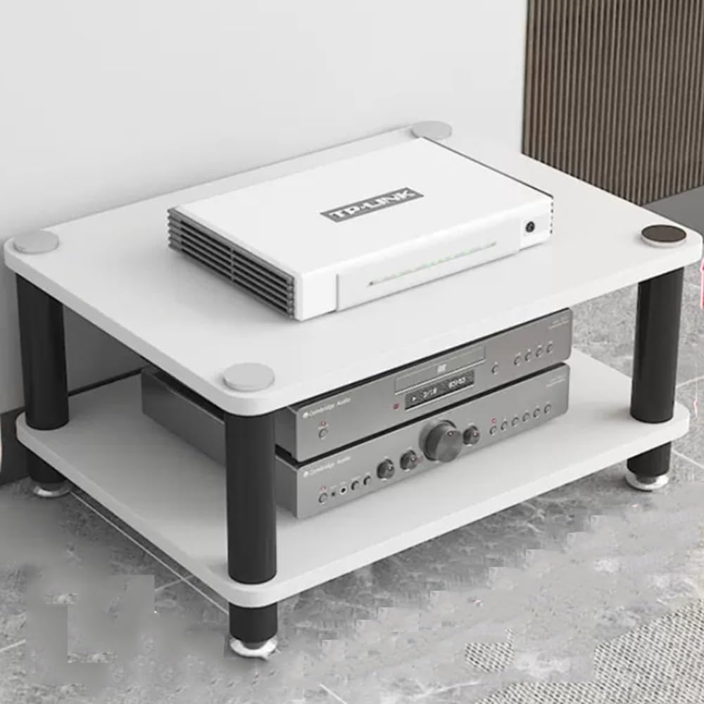NILZA Small AV Cabinet 1/2/3/4 Tier Media Storage Cabinet Audio Video Media Stand Cabinet Floor-Standing Av Stand Audio Component Cabinet for Living Room Office(White