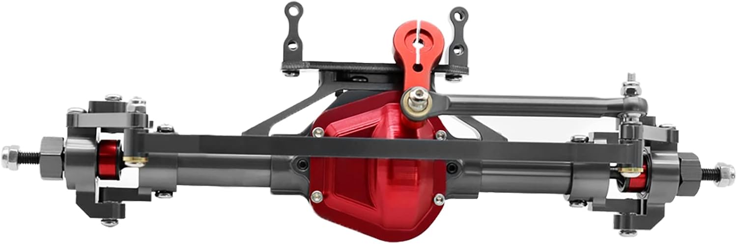 Metal CNC Front Rear Axle with Servo Base for 1/10 RC Rock Crawler Car Axial SCX10 RC4WD D90 Upgrade Parts (Titanium)