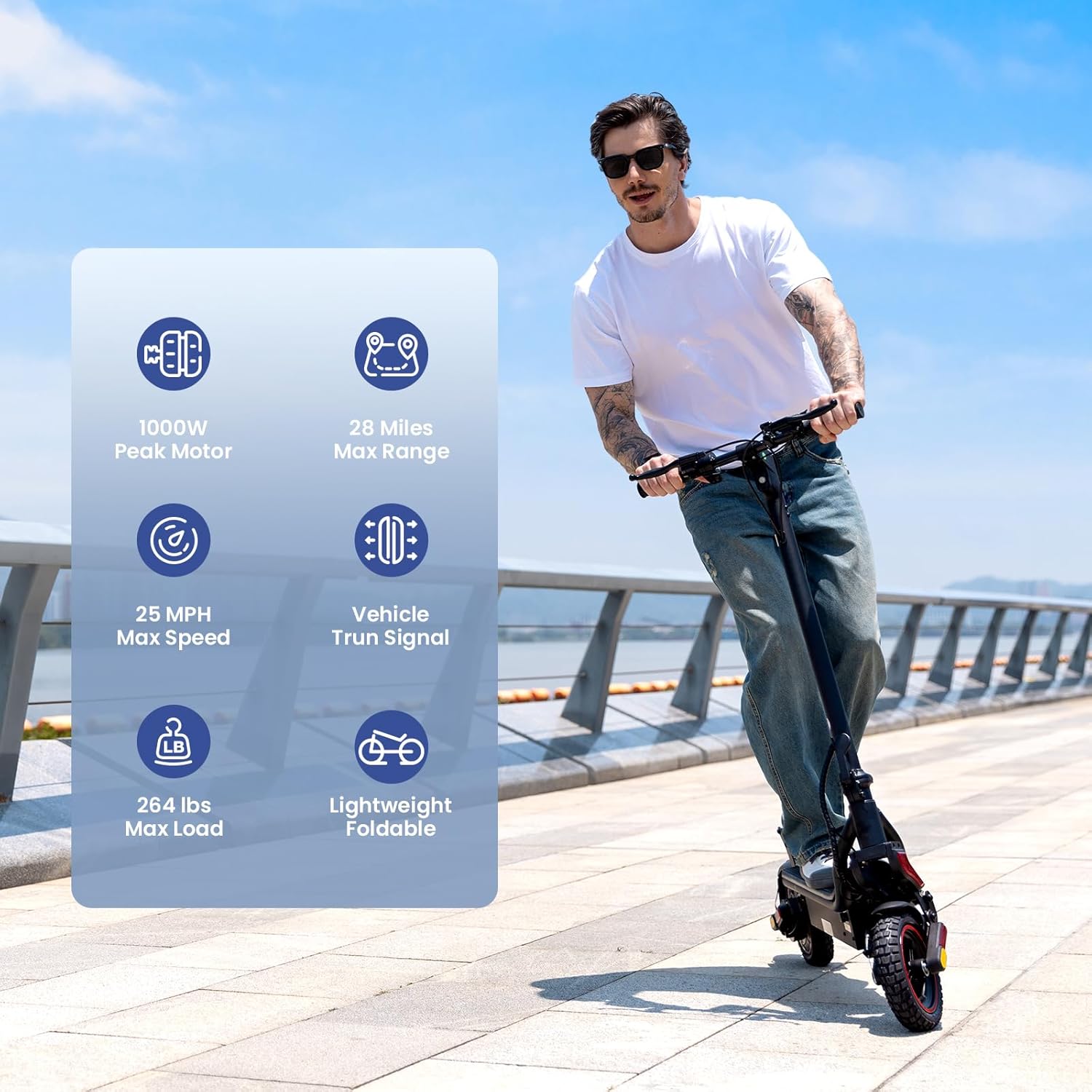 Electric Scooters - Electric Scooter for Adults, 500W/1000W/1500W Peak Motor, 18/28 Max MPH, 21/25/28 Miles Range, APP Control, Lightweight Foldable E-Scooter