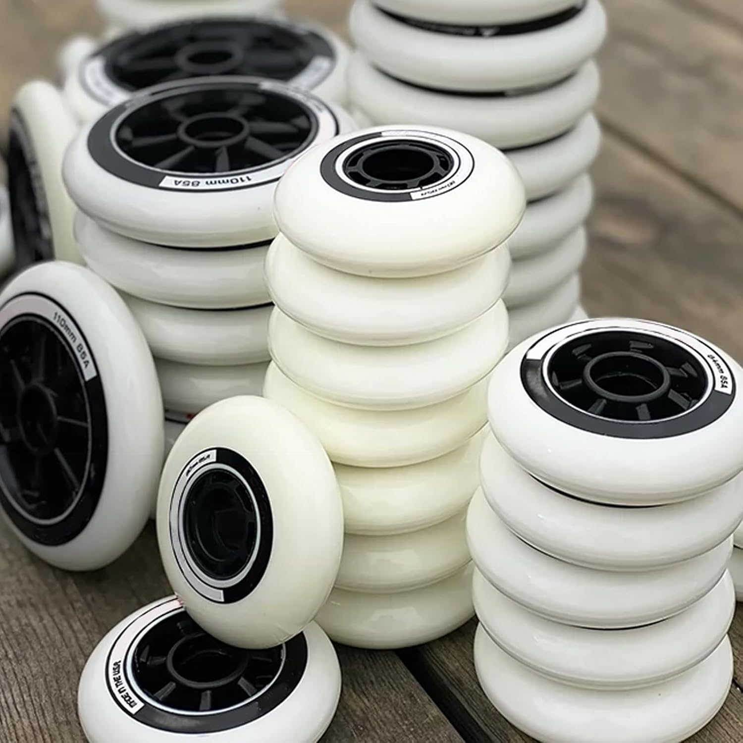 Inline Skate Wheels for Outdoor Indoor Inline Skate Replacement Wheel 110MM 125MM Street Speed Inline Skate Replacement Wheel Hardness 85A 6-Pack White