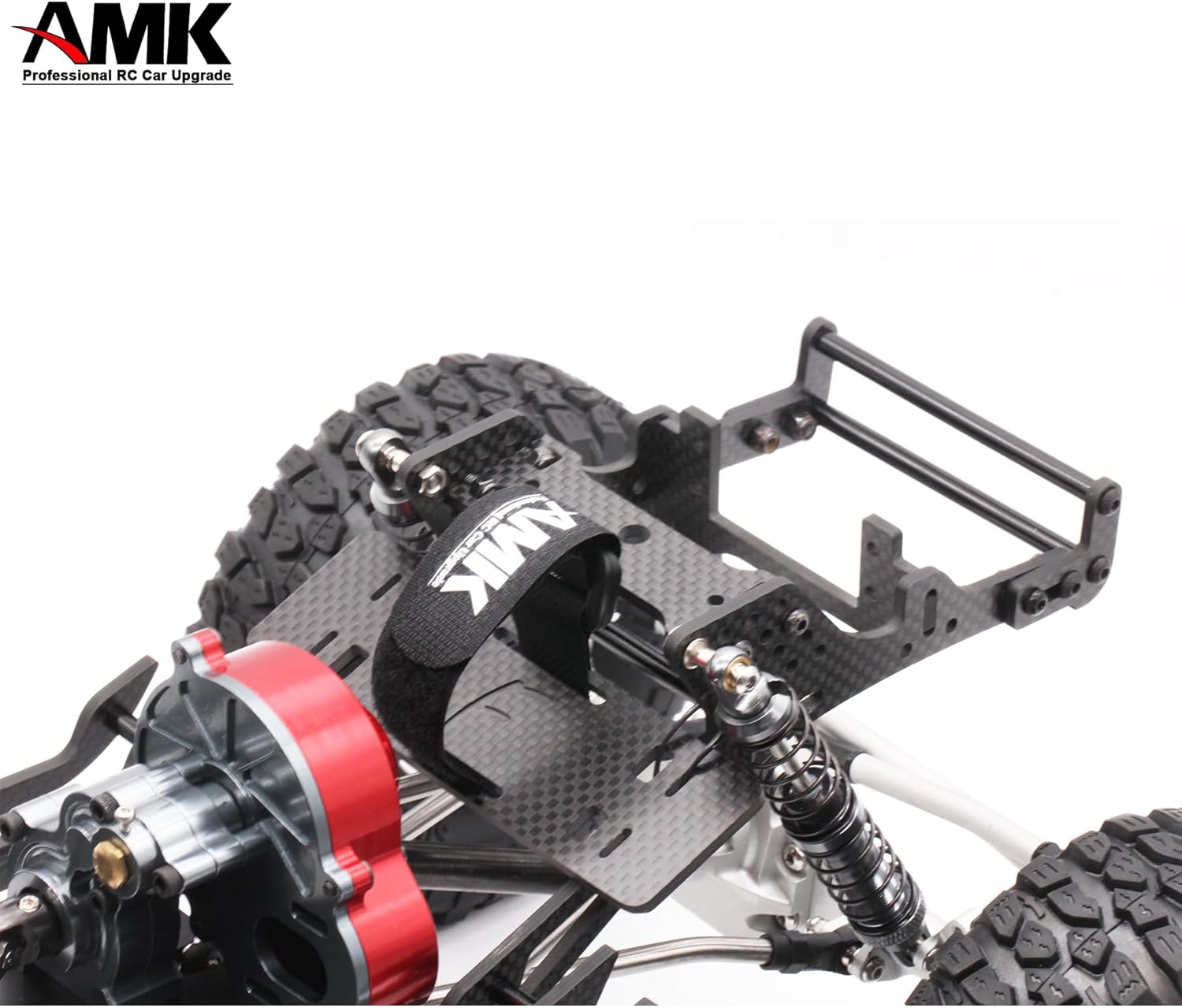 AMK 320mm Wheelbase 1/10 RC Chassis Frame Carbon Fiber LCG Crawlers Body with 1.9 Beadlock Wheels and Tires for Axial SCX10 Upgrades DIY Builder Kit (B)