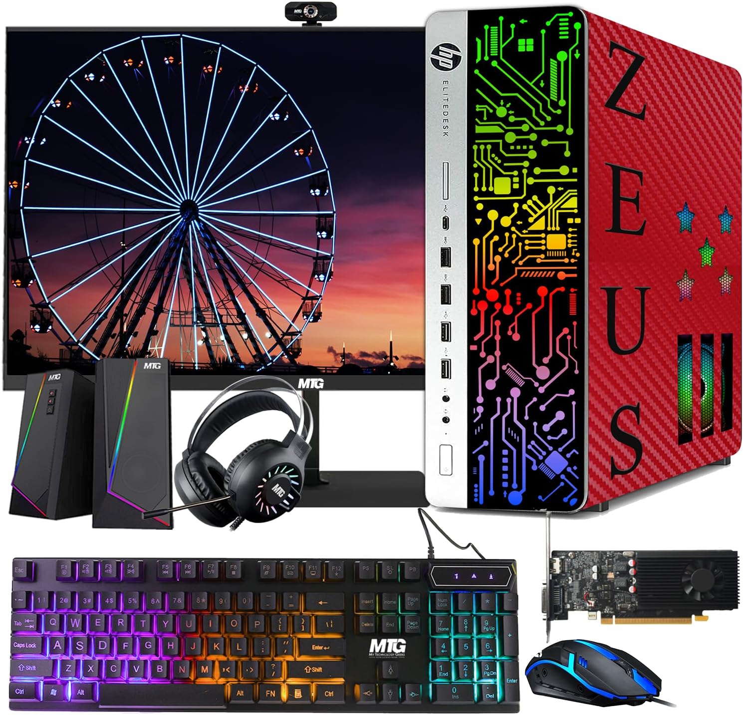 TechMagnet G3 Gaming Desktop PC, Intel Core i7 6th Gen, GT 1030 2GB DDR5, 16GB RAM, 256GB SSD + 1TB HDD, 22 Inch Monitor, RGB Kit, Windows 11 Pro (Renewed)