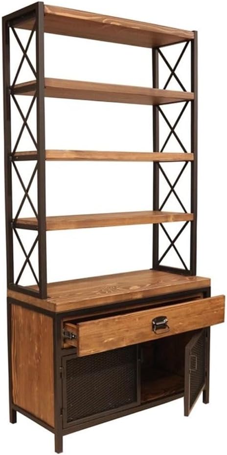 ENGENDER Decorative Bookshelf Home Simple Solid Wood Floor Bookcase Living Room Porch Display Cabinet Storage Rack