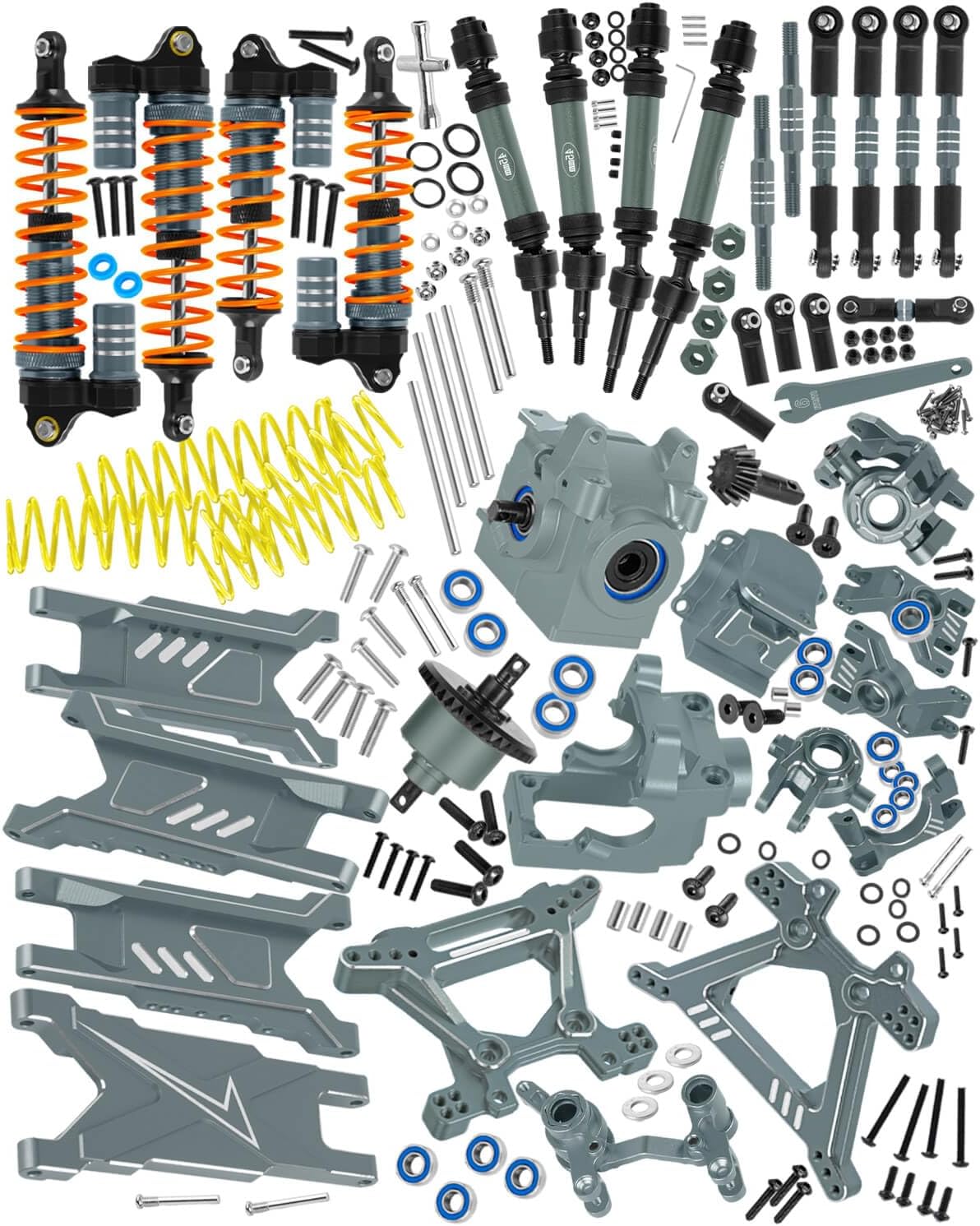 RC Upgrades Part for 1/10 Rustler/Slash/Stampede 4x4 4WD VXL,Arm/Shocks/gearbox/37T Diff Gear/Caster Block,Steering Blocks/Stub Axle Carriers/Drive Shaft/Shock Tower/Links,Titanium