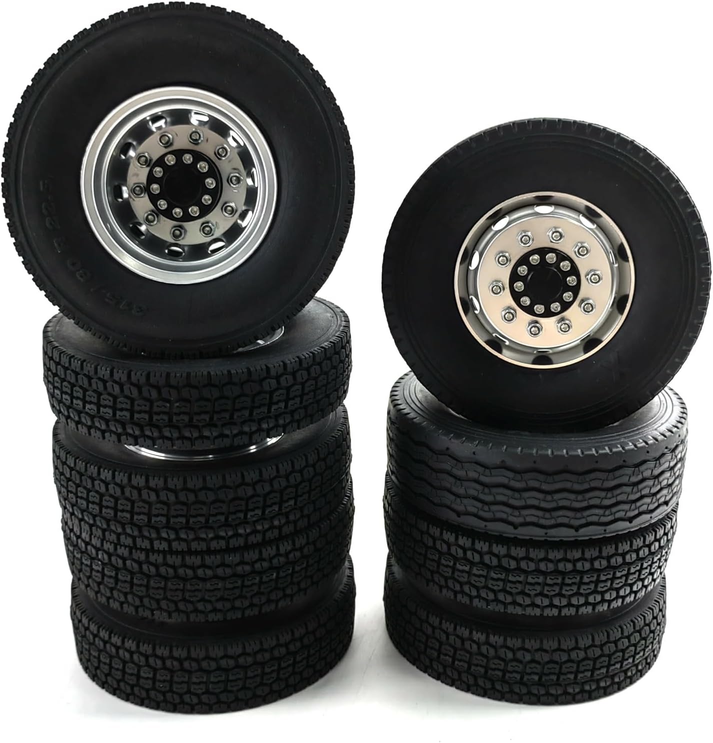 For Tamiya 1/14 6PCS Wheel Tires Complete Set Metal Front Rear Hub Rubber Tyre RC Tractor Truck Car Parts Models