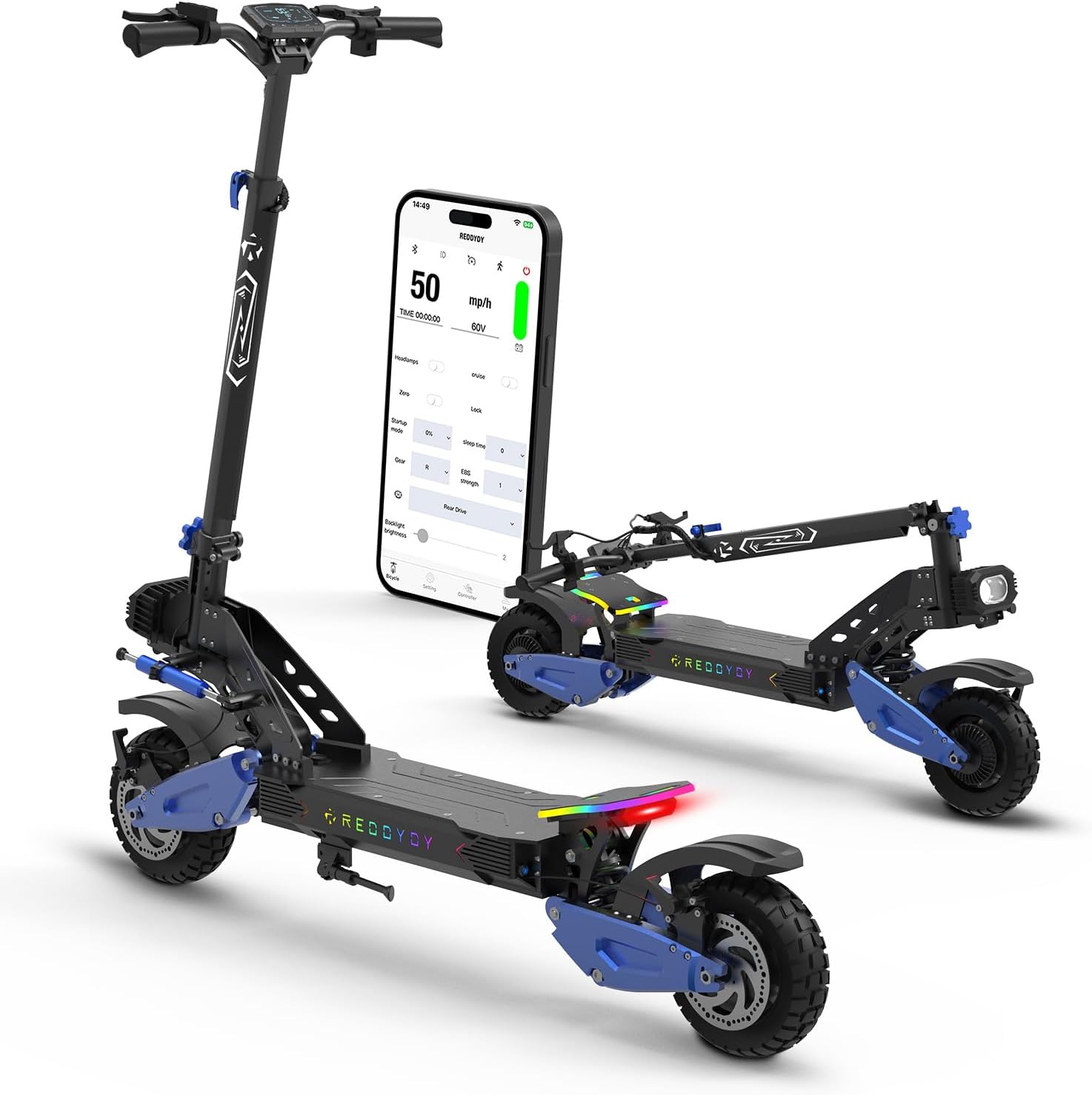 Electric Offroad Scooter 40-50 MPH Fastest Dual Motor Adult Scooter, 5000W Peak, 55-Mile Long Range, 10.5