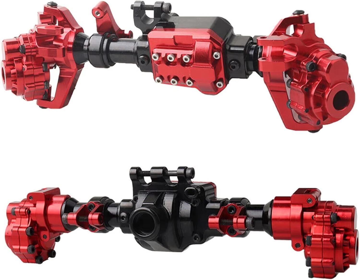 Compatible with TRX-4 for TRX6 1/10 RC Crawler Car Upgrade Parts Accessories Aluminum Front and Rear Portal Axle RC Front and Rear Axle(Red,1set)