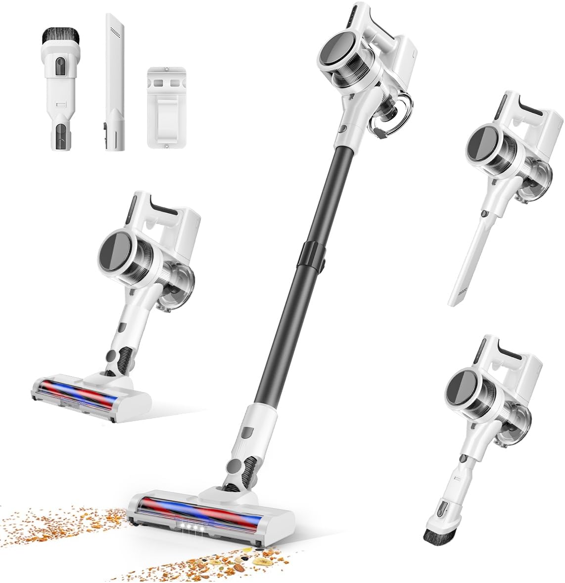 Comvtu 80,000PRM Powerful Motor Cordless Vacuum Cleaner 2 Adjustable Modes and 2200mAH Rechargeable Battery up to 35 Mins Worktime (Sliver White)