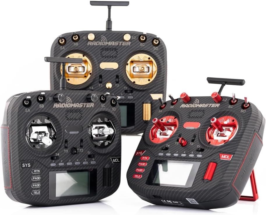 Radiomaster Boxer Max Version with CNC AG01 Hall Gimbals Carbon Fiber 2.4G 16ch Transmitter Remote Control ExpressLRS Mode 2 (Boxer Max Elrs-red with 6200)