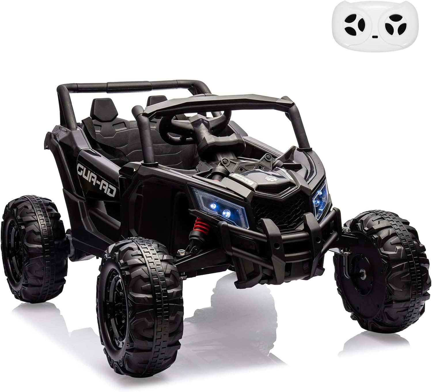 2 Seater Ride On Car, 24V Kids Ride On UTV Car w/Remote Control, 2×200W Motor Electric Vehicle, Spring Suspension & LED Lights, Off-Road Toy for Kids
