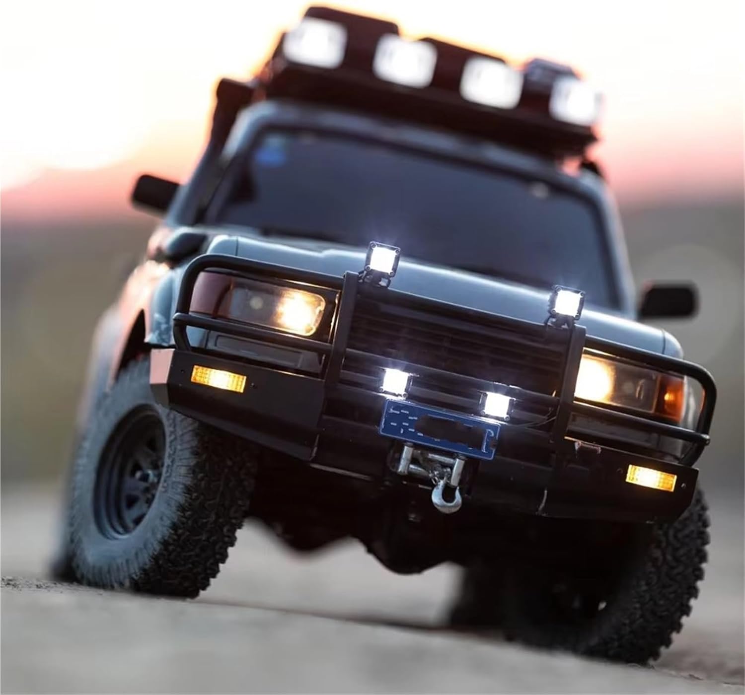 RC Car Parts Compatible with SCX10 for TRX4 for LC80 1/10 RC Crawler Body Bull Bars Metal Tube Front Winch Bar Bumper Upgrade Parts