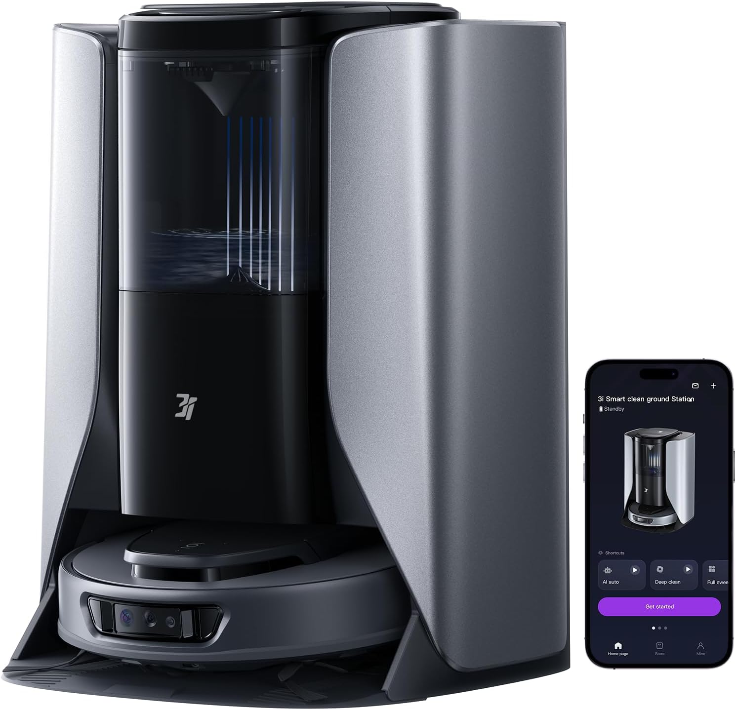 3i S10 Ultra Robot Vacuum and Mop with WaterRecycle System, 18000Pa Suction, Self-Cleaning Extendable Roller Mop, Auto Mop Washing & Drying, Self-Emptying & Refilling, Ai Obstacle Avoidance