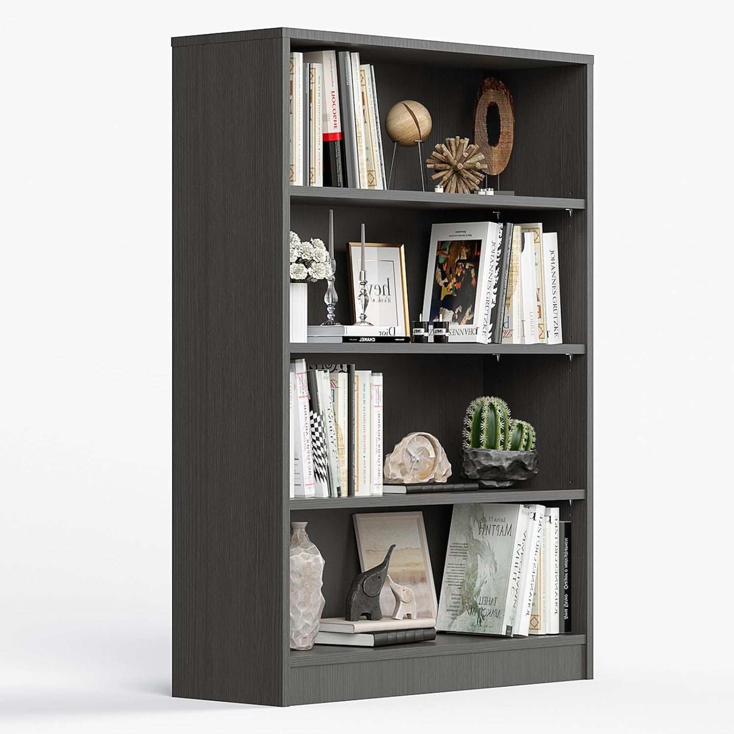 Modern Display & Bookshelf for Living Room, Creative Furniture, Storage Cabinet, Shoe Rack, Plant Stand, Storage Rack, Utility Racks, Tall Wide Wood Bookcase for Bedroom Office Library,Grey-Wood