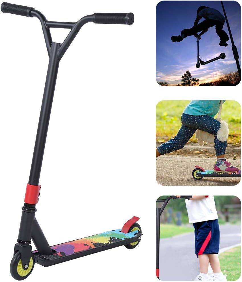 Portable Stunt Scooter, Adult Scooter Set with Aluminum y Wheels, Black for Commuting and Ad, Aviation Aluminum