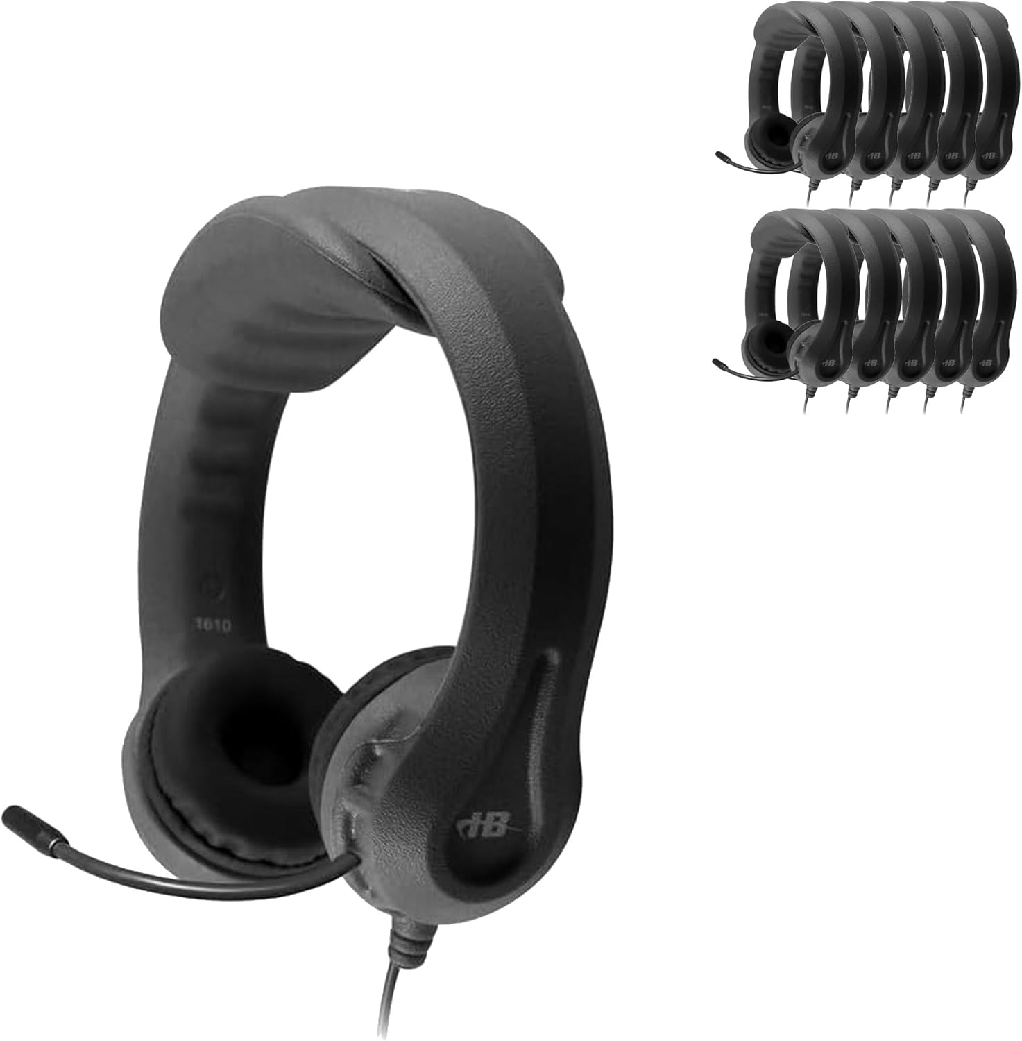 HamiltonBuhl Flex-Phones Kids TRRS Headset 42-Pack – Black | Durable Foam, Boom Mic, Chew-Resistant Cable, Leatherette Cushions, Pre-K–Grade 5, Classroom & Chromebook Compatible