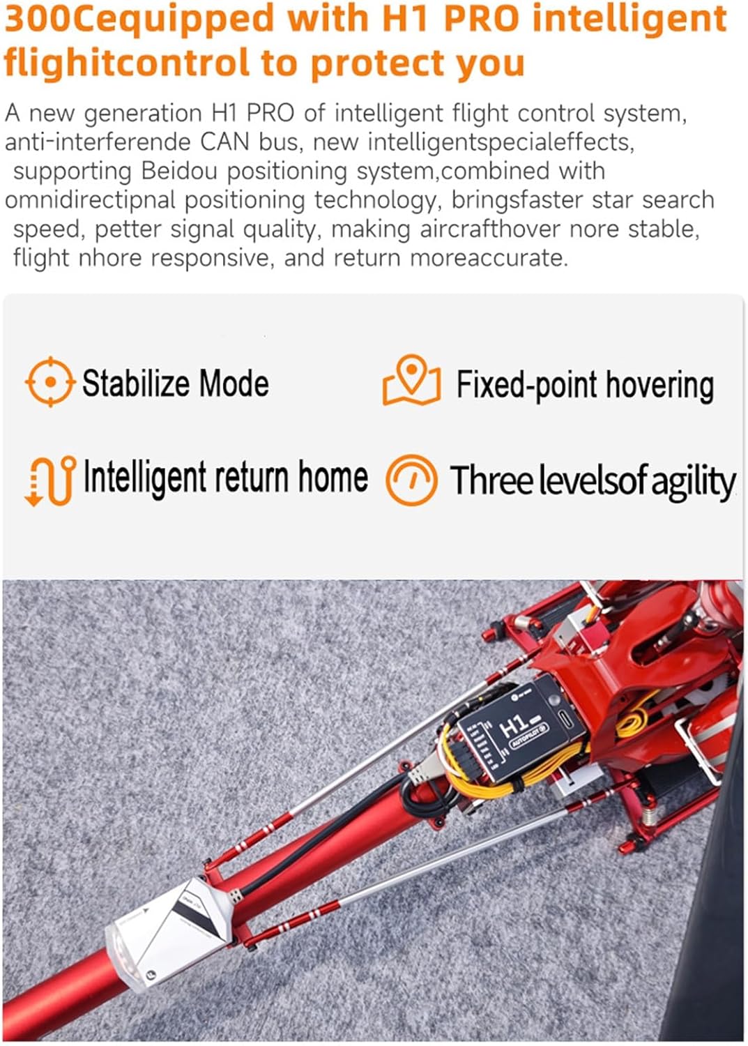 C300 2.4G Flybarless Remote Control Helicopter with 3-Rotor LED Lights & Openable Cockpit RC Aircraft Model Toy Gift for Adults Enthusiasts - 2 Battery(Red,Left-Hand Throttle)