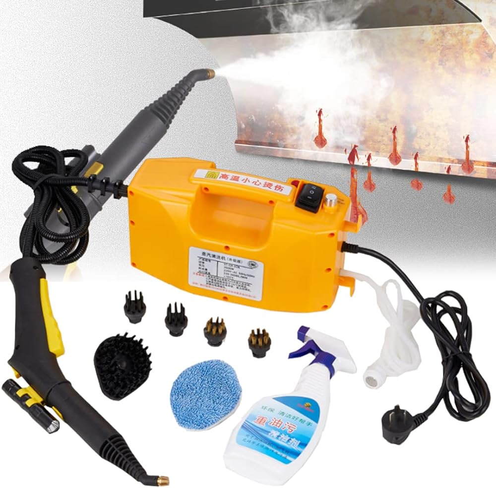 ZWEBY 1600W High Pressure Steam Cleaner,Portable Handheld High Temp Cleaning Machine,Environmentally Friendly Without additives,Tankless for Kitchens, Bathrooms, Furniture and Automobiles (Yellow)