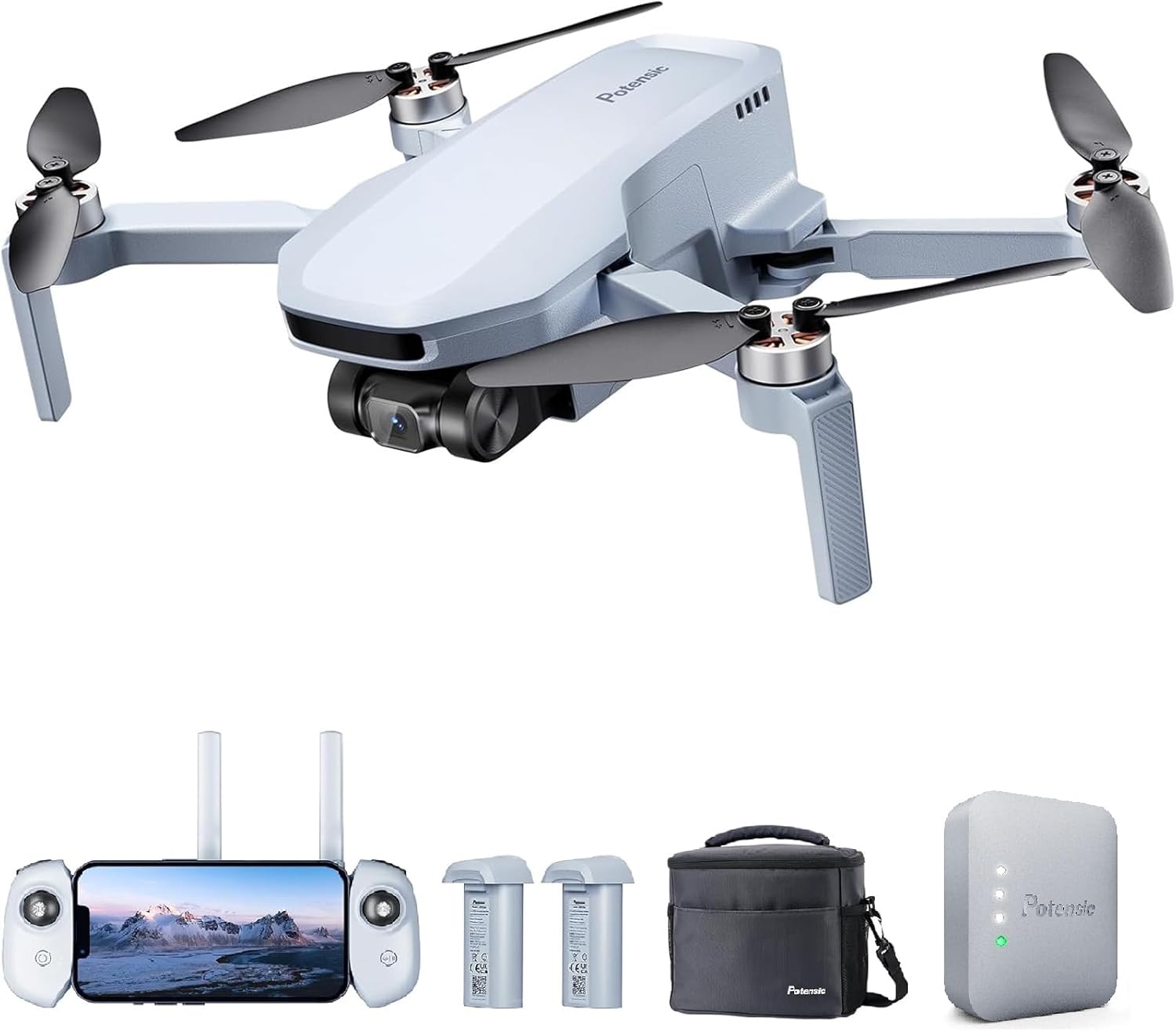 Potensic Remote ID Module 1 Pack with ATOM SE 4K EIS Camera 2 Batteries