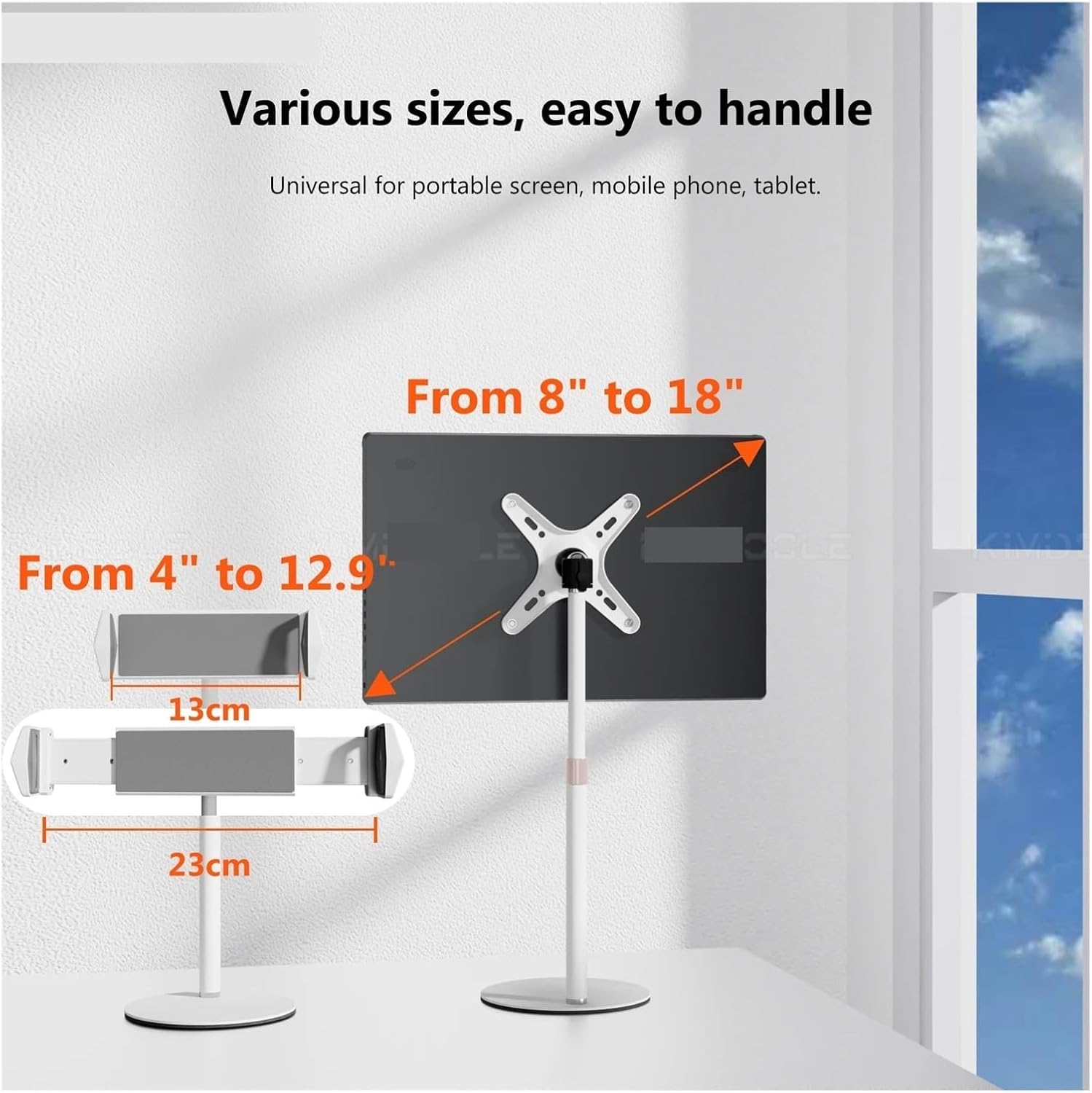 VESA Monitor Desktop Mount Single Monitor Stand Free-Standing Suitable for 13-inch to 18-inch Computer Screens, Height Adjustable(Color:2 in 1-Black S)