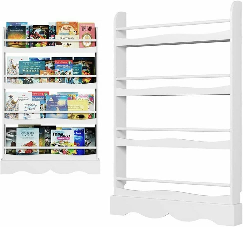 HHHJQFAAT Children's Bookcase Shelf Storage Shelf Newspaper Holder for Kids Room Childrens Storage Rack Organizer Bookshelf (Color : White, Size : 118 * 80 * 11.5cm) (White 118 * 80 * 11.5cm)