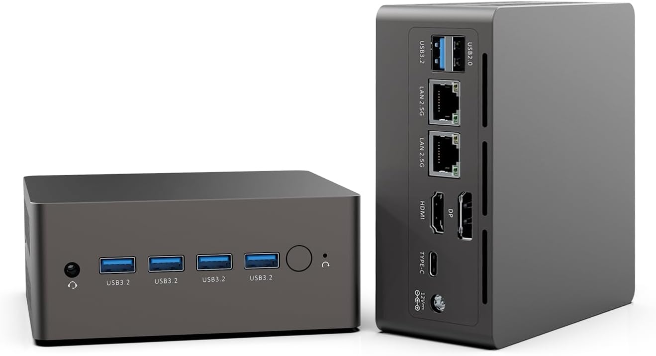 Mini PC, 8 Cores i3-N305(up to 3.8GHz) 8C/8T, 16GB RAM 512GB SSD Dual 2.5G LAN, 7 USB Ports Mini Desktop Computers Windows 11, 4K Triple Display, Type-C, WiFi 6, BT5.2, Micro PC for Home Office