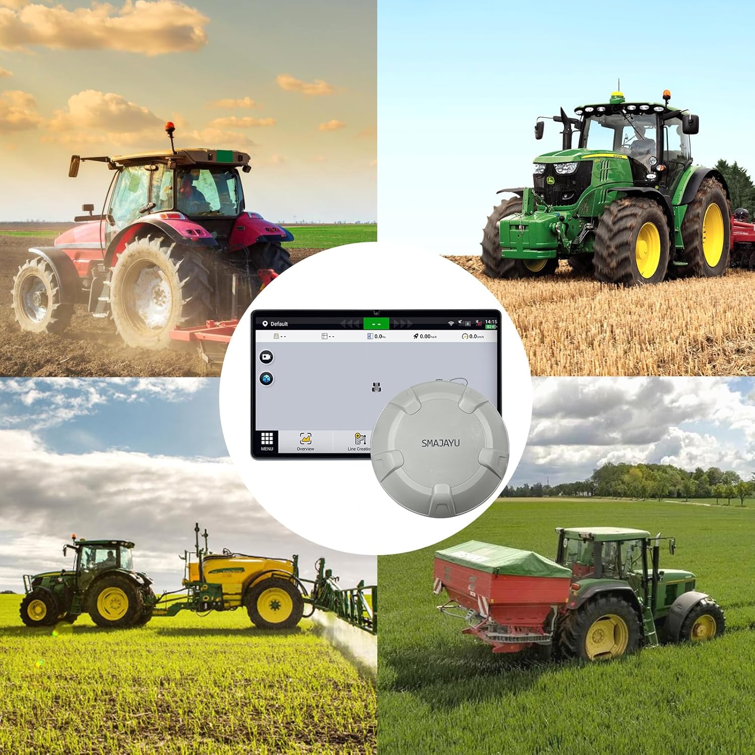 SMA10 Tractor GPS Guidance System for Agriculture, Precision Farming Navigation System with PPP and SBAS, 10cm Accuracy by PPP, 2.5cm by RTK High Accuracy Anti-Interference GNSS Antenna