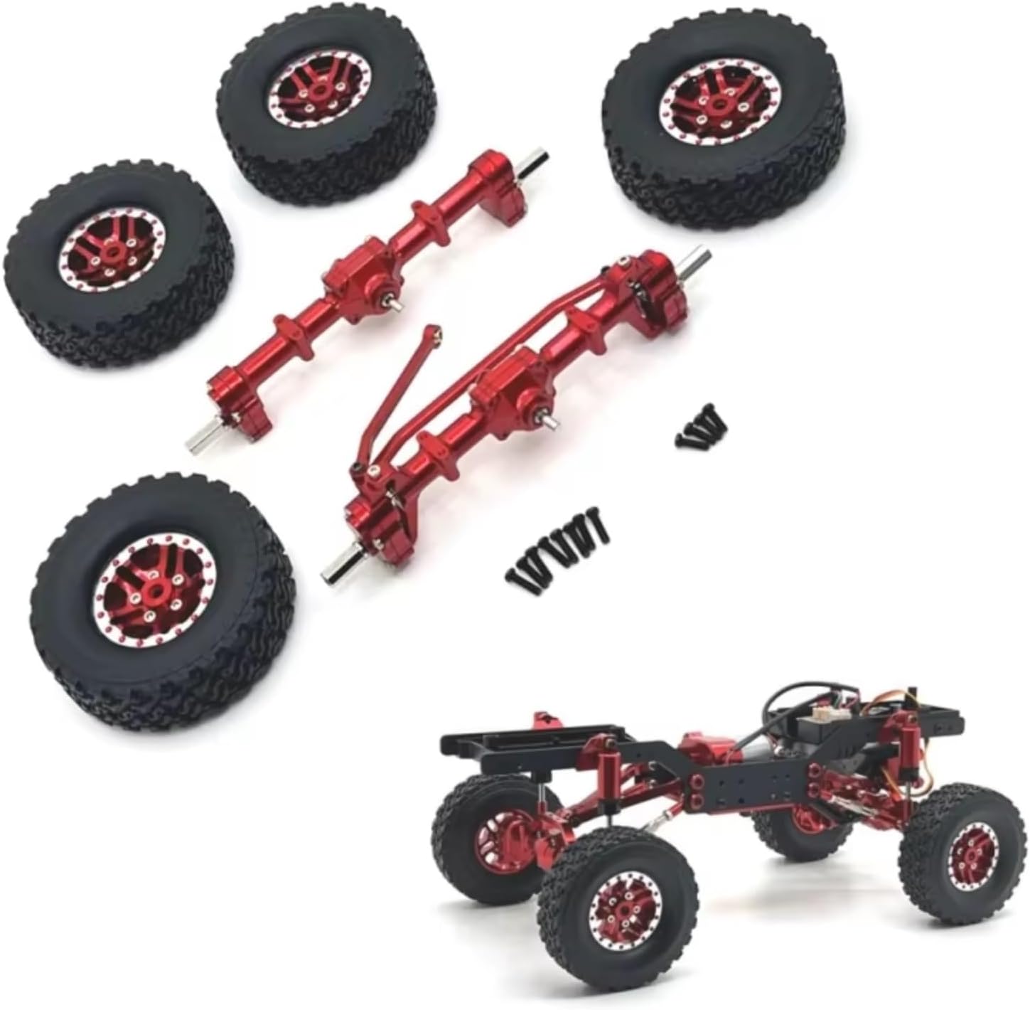 RC Models Parts For MN For MN82 LC79 For MN78 D90 D91 D96 99S 1/12 RC Car Parts Metal Upgrade Front And Rear Axle Wheel(Red)