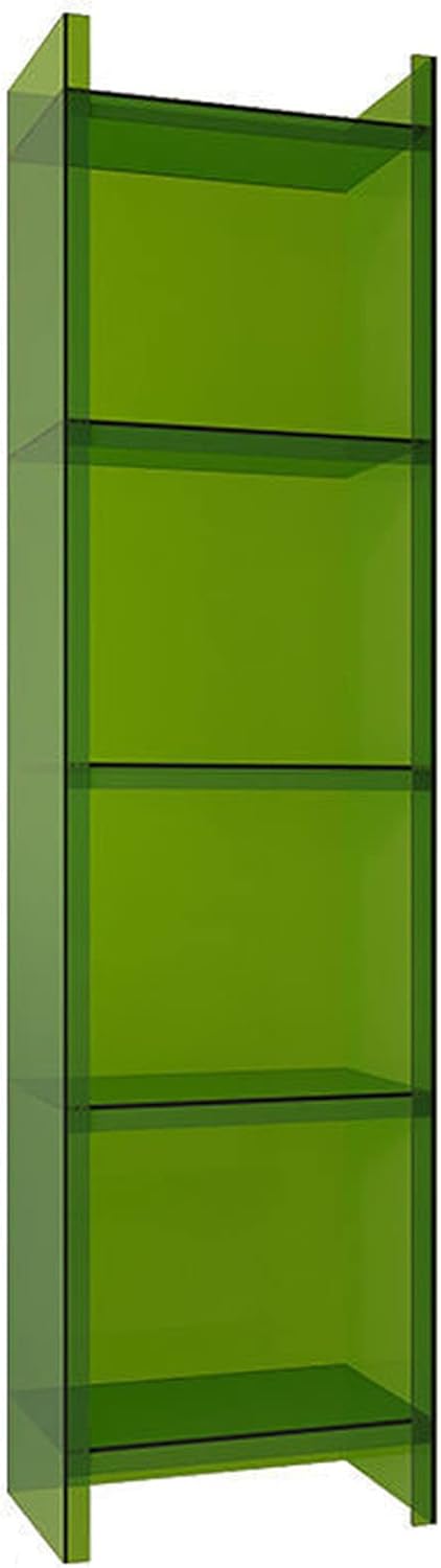 PEAKPT 4-Tier Acrylic Bookshelf, Narrow Display Bookcase, Shelving Unit Storage Organizer for Bedroom, Office, Home, Study,15.7