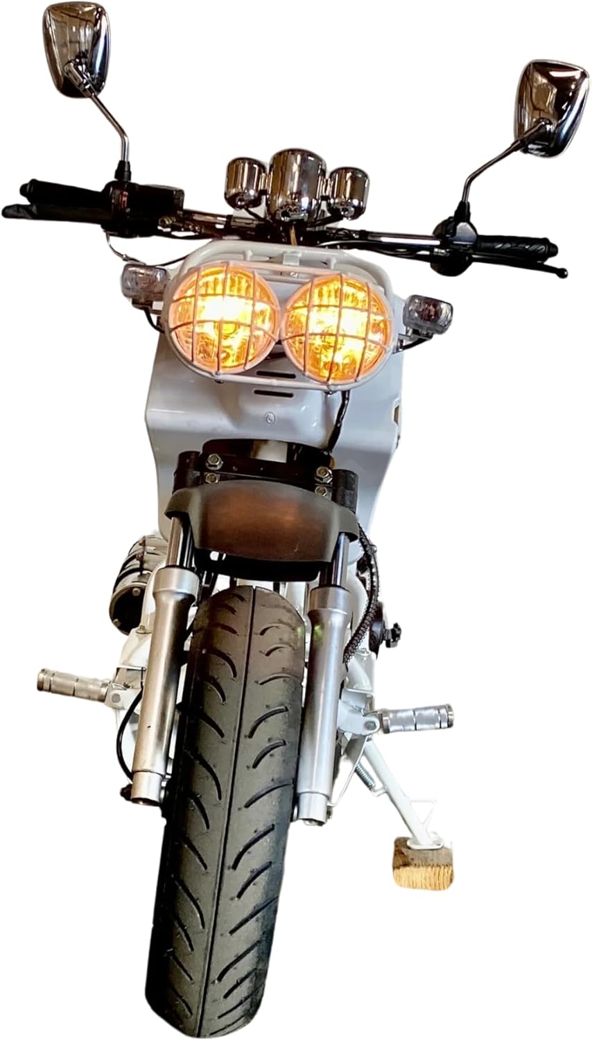 50cc Stretched Scooter Generation 1, Automatic Transmission, PMZ50-19, Wide 205/30-12 Rear Tire, Retro Speedometer, Gas Gauge, Street Legal Moped for Adults, Powerful 49cc GY6 Engine