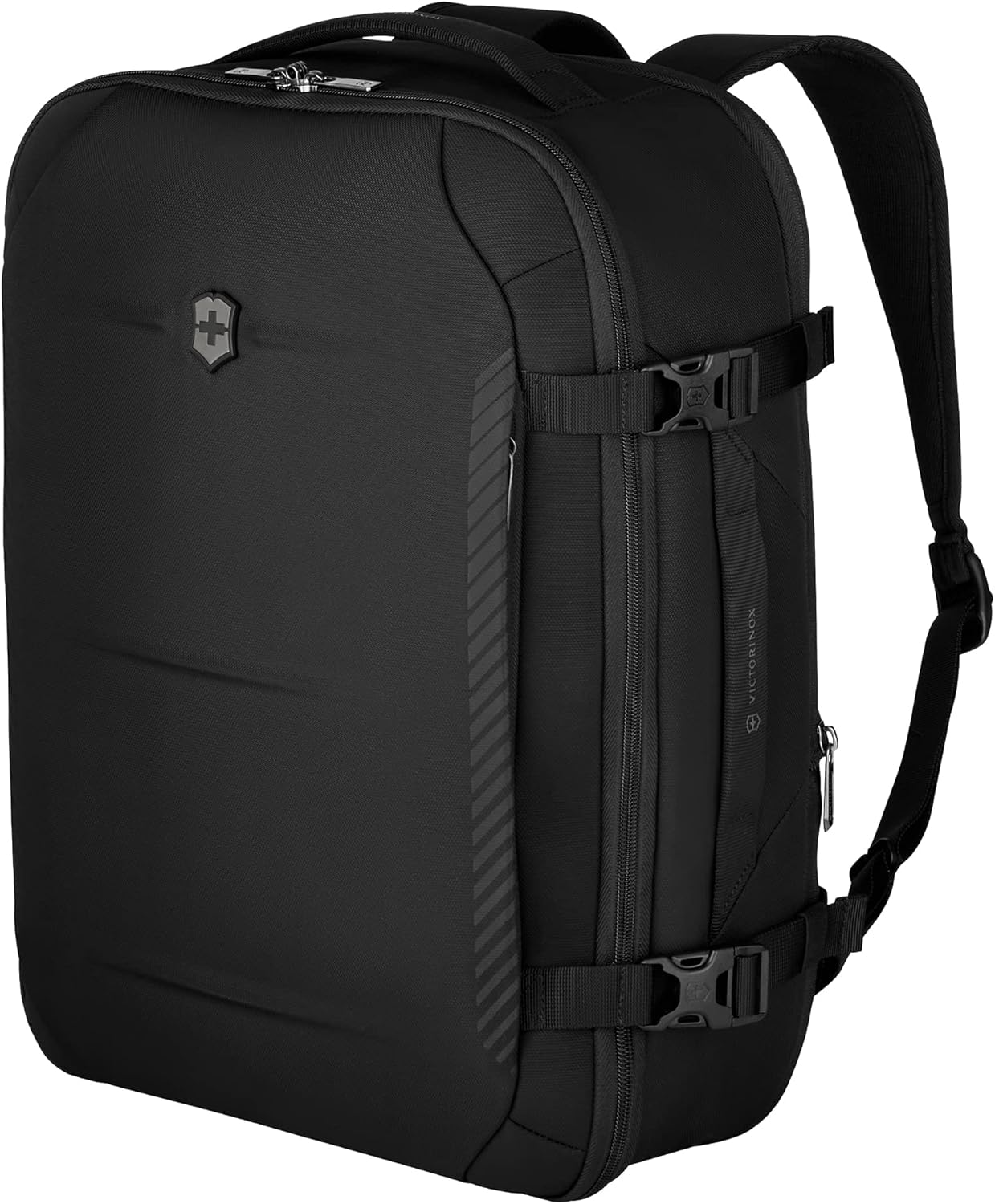 Victorinox Crosslight Boarding Bag - Lightweight Laptop Backpack for Traveling Essentials - Sleek Business Backpack Made from Recycled Materials - Black