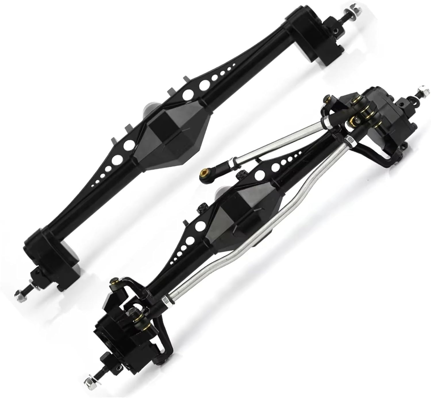 RC Car Parts Compatible with Axial for Scx10iii for Capra 1.9 for Unlimited for Trail 1/10 RC Crawler Car Upgrade 2pcs Aluminum Alloy Front Rear Axle(Black)
