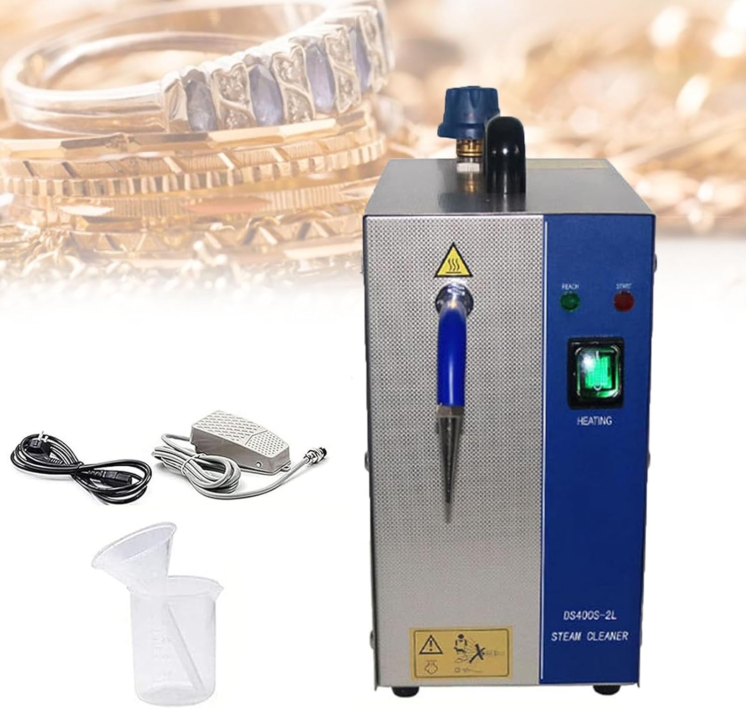 Ostreemaner Jewelry Steam Cleaner Machine,1300w Gold Silver Jewelry Cleaner Steamer,Electric Jewelry Cleaning Equipment, with 2L Water Tank,for Cleaning Jewelry/Glasses