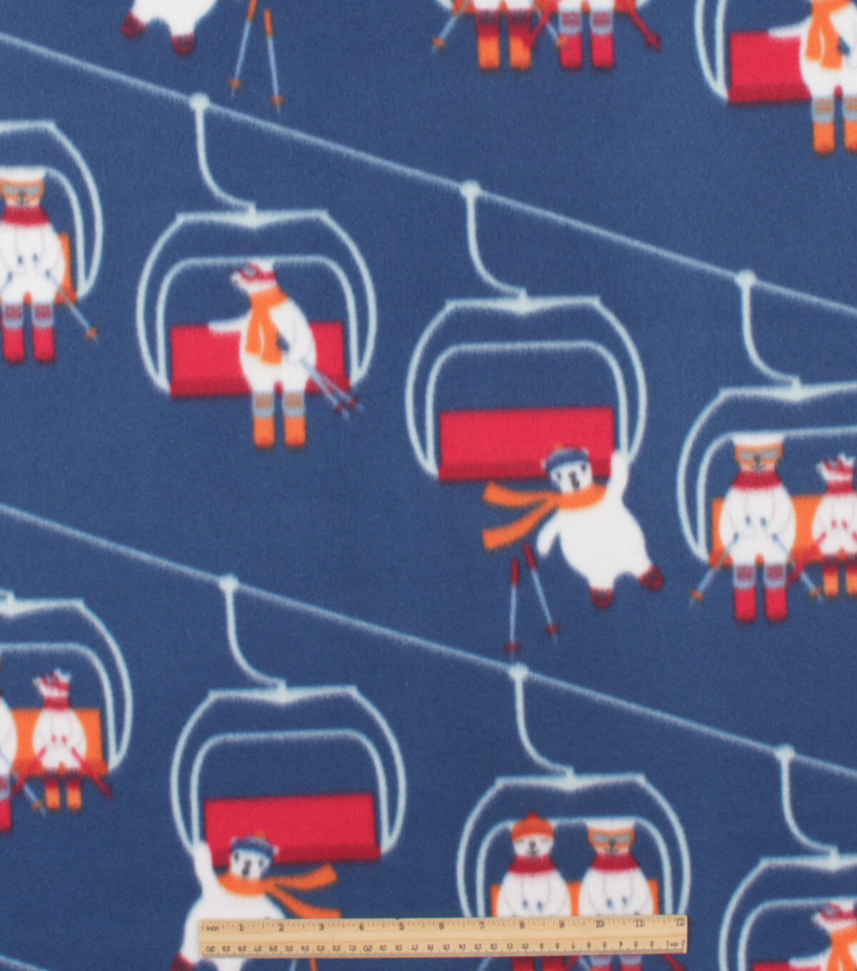 Blue Polar Bear Ski Lift Blizzard Fleece