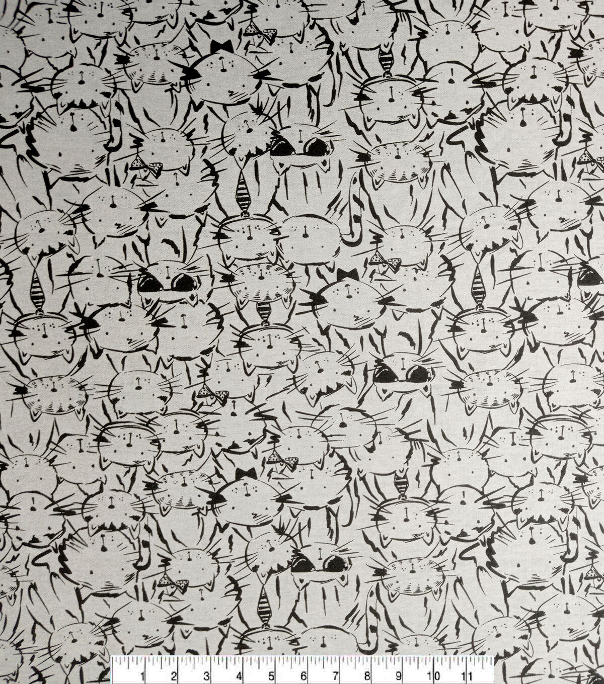 White Sketch Cats Super Snuggle Flannel Fabric