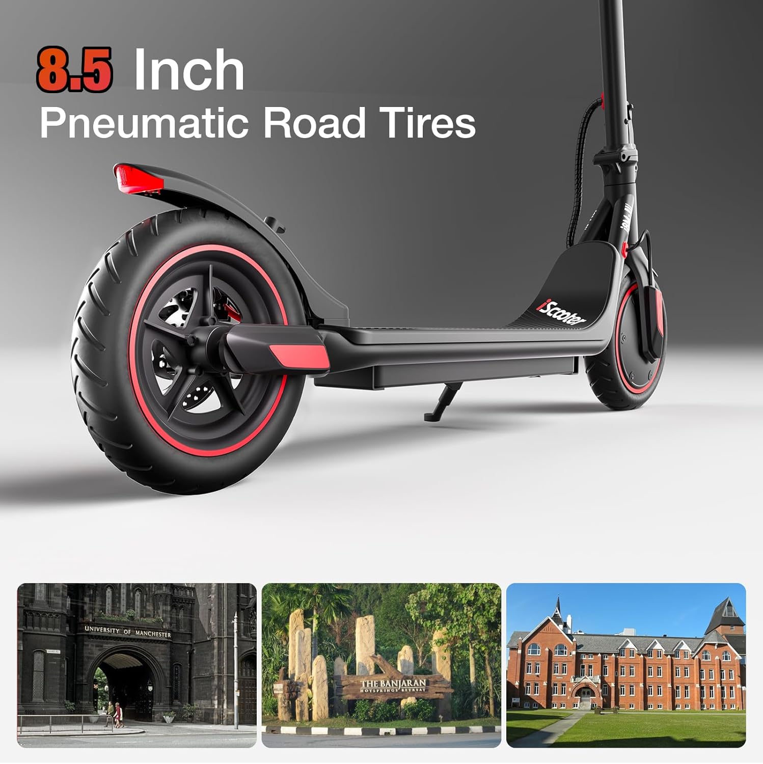 iScooter Electric Scooter Adults & Big Kids, 500/650 Peak Power, Up to 15/18/25 Miles Range, 19/22/25 MPH Top Speed, Cruise Control, Dual Braking System, Foldable E Scooter for Commuting & Campus Use