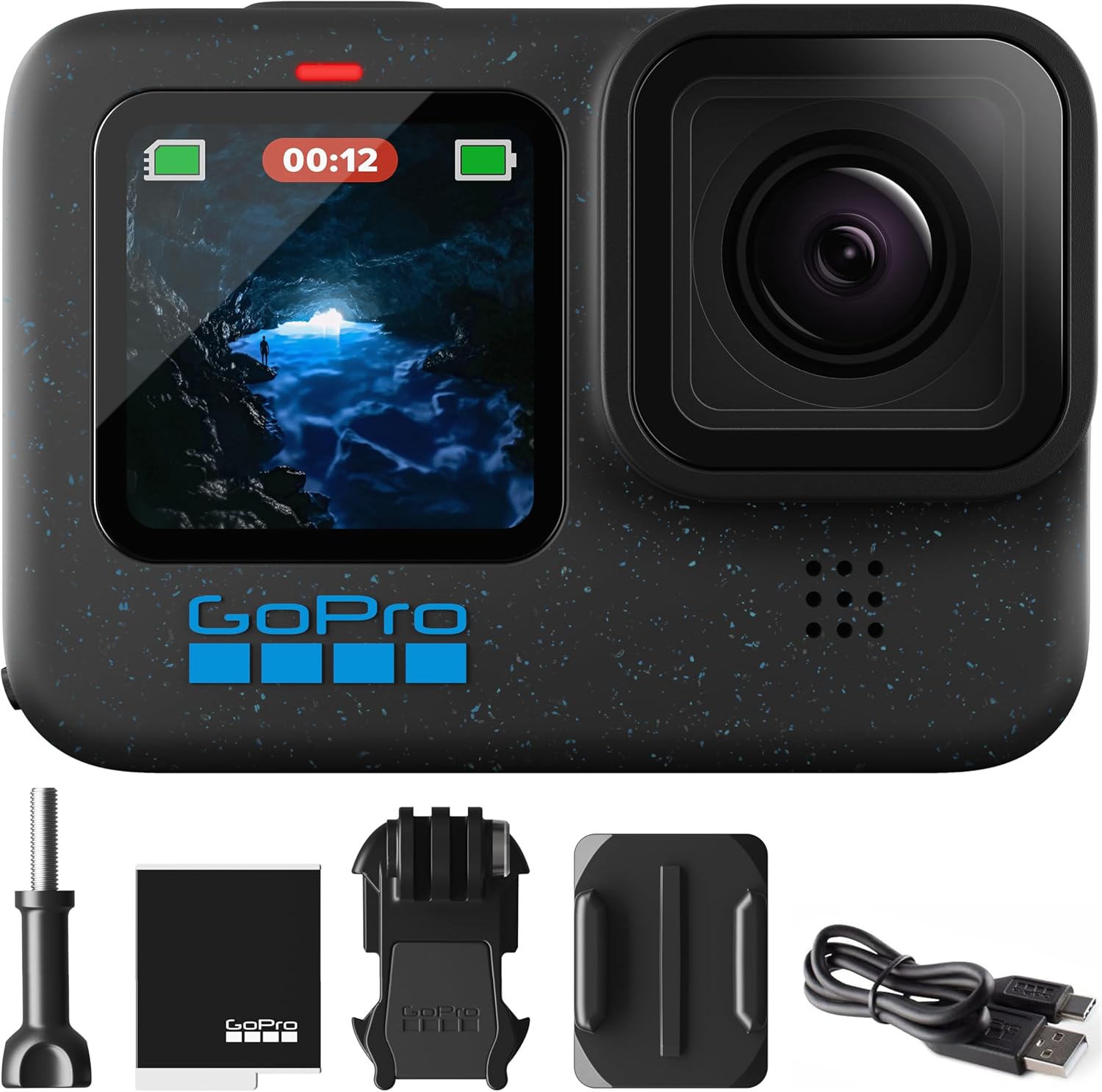 GoPro Hero12 Black E-Commerce Package - Waterproof Action Camera with 5.3K60 Ultra HD Video, 27MP Photos, HDR, 1/1.9