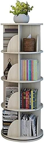 FEHUN Small Bookshelf for Bedroom Solid Wood Rotating Bookshelf, 360-degree Student Simple Bookshelf, Office Bookcase Floor-to-Ceiling, Pine Wood Shelf, Unpainted Two-Layer/Three-Layer/Four-Layer